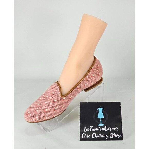 Zalo Women's Pink Flower Print Slip-On Loafers With Brown Leather Trim Sz 8 191 - Picture 13 of 14